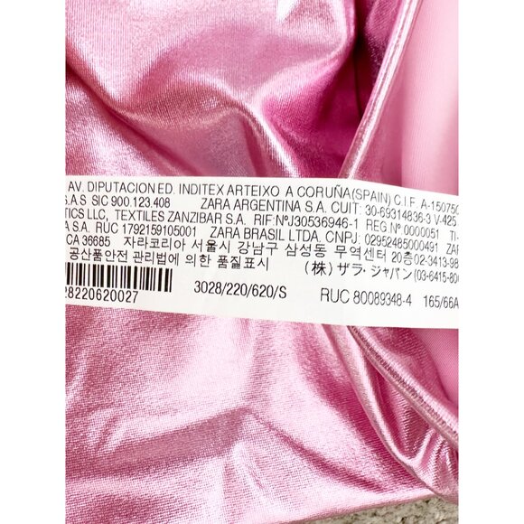 Zara Metallic Shiny Legging High Rise Pants in Pink NEW S - Picture 7 of 13